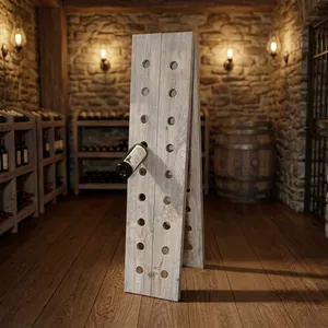 Estante de Vino de Madera Independiente, Soporte Rústico para Botellas, Exhibidor de Piso para el Hogar o Bar - Product Image 2
