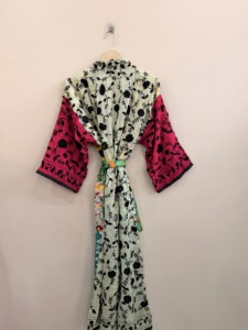 Assorted Colorful Viscose Georgette Kimono <b>Robe</b> For <b>Women</b> Handmade Phulkari Embroidered Long Duster Jacket - Product Image 2