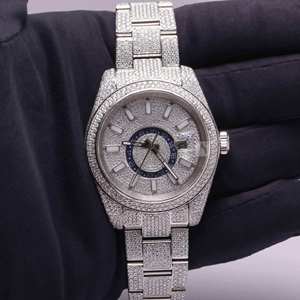 Montre pour homme en quartz avec cristaux glacés, détails en moissanite, boîtier en acier inoxydable, collection élégante de montres-bracelets - Product Image 2