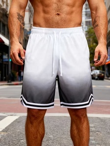 Shorts pour hommes légers, couleur unie, en polyester, avec cordon de serrage à la taille, séchage rapide, décontractés, sportifs, mi-longs, en tissu satiné tissé - Product Image 2