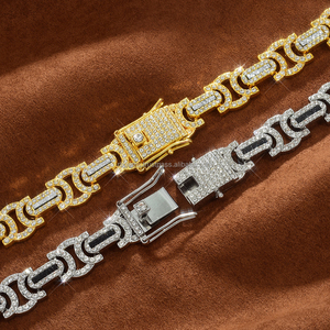 Collar de Plata de Ley 925 con Oro Amarillo de 14K, Estilo Hip Hop Miami Cuban Link, Cadena de Cuerda con Moissanita de 8mm-15mm, Certificado IGI - Product Image 4