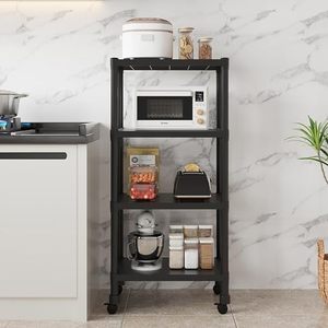 Four Tier Metal <b>Storage</b> <b>Rack</b> With Wheels Minimalist Design For Kitchen Sundries Standing Type - Product Image 2
