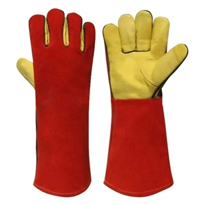 Heavy Duty Heat Resistant Front Cow Grain Leather Welding Gloves Fireproof Back & <b>Cuff</b> Cow Split Leather Work Safety Glove - Product Image 1
