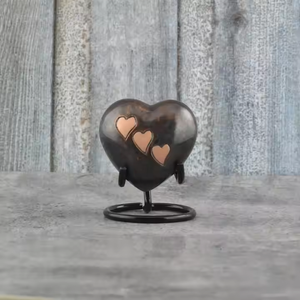 Cremation Heart Urns Brass Classic Jesus <b>Sticker</b> Design <b>Metal</b> Handcrafted With Stand Cremation Heart Urns By Falah International - Product Image 4