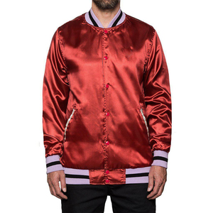 Satin High School Letterman <b>Baseball</b> <b>Bomber</b> <b>Jacket</b> Stand Collar Spring Eco-Friendly Unisex Embroidery Varsity Streetwear College - Product Image 1