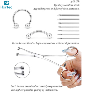 Kit d'instruments de perçage corporel manuel en acier inoxydable de haute qualité, pinces de serrage pour le nez, les oreilles et les lèvres, outils de perçage certifiés CE/ISO - Product Image 6