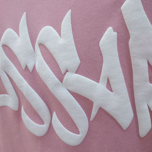 Unisex <b>Pink</b> Oversized <b>Hoodie</b> With White Puff Print "NECESSARY" Logo Front Pocket Fleece Cotton Autumn Wear - Product Image 5