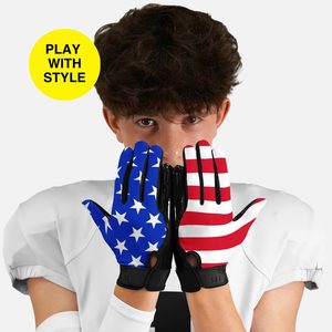 OEM Brand Football Gloves with Personalized Logo and Super Grip for Adult Use Adjustable Strap Wholesale Factory - Product Image 3