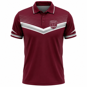 Polo à manches courtes pour homme du club d'aviron Riverside, rayé marron et blanc, logo brodé, design sportif à séchage rapide - Product Image 1