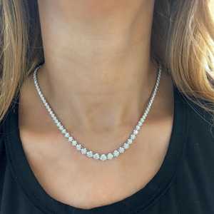 Graduated Diamond Tennis Necklace 14K Solid Gold Round Cut Lab Grown 18in Length Riviera Classic Box Clasp <b>Choker</b> Luxury <b>Chokers</b> - Product Image 3