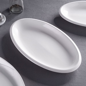 All-size Oval Ceramic 6-Piece Dinnerware <b>Set</b> White Minimalist Design Smooth Glossy Underglaze <b>Microwave</b> Dishwasher Oven Safe - Product Image 3