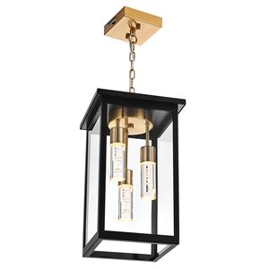 5CCT LED <b>Large</b> Outdoor Pendant Light Fixtures with Integrated 3-Light Black Brass Hanging <b>Lantern</b> Includes LED Integrated Bulbs - Product Image 3
