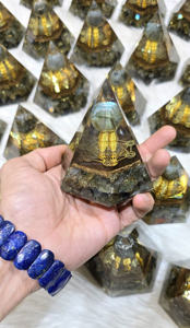 Esfera piramidal de orgón Hexagonal de labradorita de calidad superior, suministro a granel de piedras preciosas para curación, meditación, protección EMF - Product Image 3