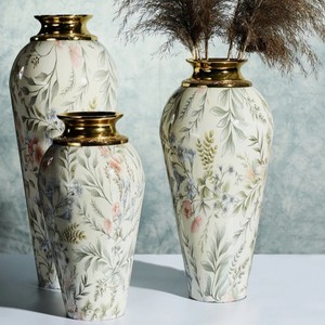 <b>Vintage</b> Enamel Coated Metal Flower <b>Vase</b> Iron Aluminum Eco-Friendly Wedding Home Interior Decor - Product Image 6