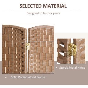 6FT Tall 4 Panel Wicker Weave Room Divider Portable Folding Privacy <b>Screen</b> Natural Traditional Partition for <b>Bedroom</b> Home Office - Product Image 5