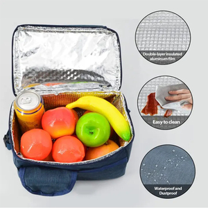 Heat Sealed Freezer Pack Lunch Bag Insulated Marine Thermal <b>Cooler</b> Bag Two Compartments with Tableware Holder - Product Image 4