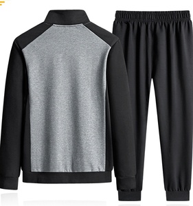 Unisex Gray Black Color Blocking Heavyweight Printed Tracksuit Full Sleeve Drawstring Closure Casual Sweatshirt Joggers Set - Product Image 3