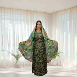 Ensemble de robe Fransawi Dirac pour femmes somaliennes, design lourd, jacquard, motif uni, imprimé pierre, léger, 50% coton 50% - Product Image 2