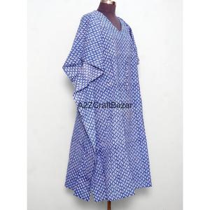 Caftán Corto Estampado Indio 100% Algodón, Ropa Casual de Verano para Mujer, Caftán Étnico con Estampado de Bloques - Product Image 4