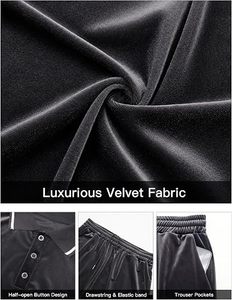 Plain Dyed Mens Green Velour Polo T-Shirt And Shorts <b>Set</b> Casual Summer Wear Microfiber Fabric Velvet Short Breathable Sportswear - Product Image 6