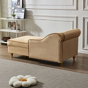 Chaise longue moderne en velours kaki avec rangement, élégante et confortable - Product Image 6