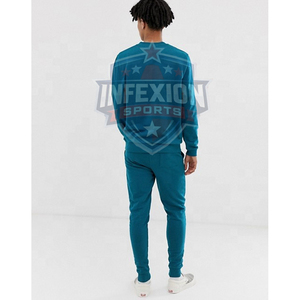 Survêtement en coton uni pour homme, col rond, manches longues, décontracté, avec cordon de serrage et poches latérales, pour l'automne - Product Image 3