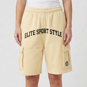 Manufacture <b>Cargo</b> Printed <b>Shorts</b> Women 100% Cotton 450 Gsm Fleece <b>Shorts</b> <b>Ladies</b> Gym Workout Printed Sweat <b>Shorts</b> Women's - Product Image 1