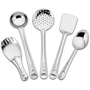 Juego de Utensilios de Cocina de Acero Inoxidable para Cocinar y Servir, Cuchara (Karchhi), Espumadera - Product Image 1