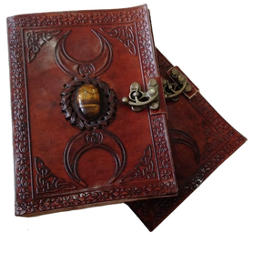 Premium Quality Genuine <b>Leather</b> Handmade Journal Triple Moon Single Stone Journal C-Look Notebook <b>Leather</b> <b>Diary</b> Fore Loved - Product Image 1