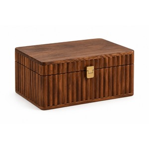 Aqdus Saleem Classic - Bandejas de Almacenamiento Rectangulares Acanaladas de Una Sola Capa, de Madera de Nogal, Latón y Madera de Mango, con Ganchos Flexibles, para Joyería y Decoración - Product Image 1