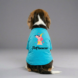 Premium Cotton Dog <b>T</b> <b>Shirt</b> Cyan Color Round Neck Design Soft Breathable Comfortable Fabric Stylish Pet Clothing - Product Image 1