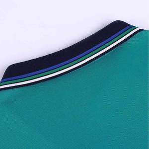 เสื้อโปโลแขนสั้นสีเขียวสำหรับผู้ชาย สีพื้น ลำลอง ผ้าถัก ติดกระดุมด้านหน้า ทรงปกติ - Product Image 3