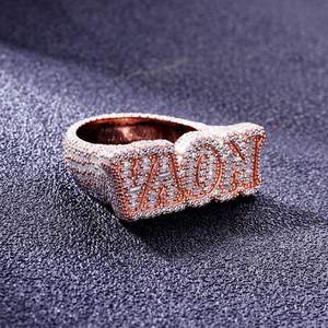 High on Demand Rose <b>Gold</b> Plated Letter WAOH <b>Cocktail</b> <b>Ring</b> Micro Pave Cubic Zirconia Unisex Party Jewelry Hiphop Style - Product Image 3