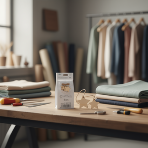 Étiquettes étoiles en bois Ilan 5x0,5 cm avec cordon en jute, 6 pièces pour l'étiquetage des vêtements - Product Image 2