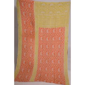 Handmade Printed Kantha <b>Quilt</b> Eco-Friendly Vintage Floral Cotton Washable Indian Boho Reversible Bedspread Home Decor - Product Image 1