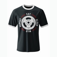 T-shirt de sport pour homme, fitness, gym, coton haute élasticité, coupe ajustée, impression sérigraphique, coupe décontractée, coupe ample, entraînement musculaire