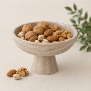 Bol en marbre sur piédestal de luxe moderne, bol en pierre naturelle sur pied, centre de table décoratif pour hôtel et maison - Product Image 4