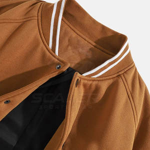Fashionable Men Varsity Winter Jacket Stand Collar Front Logo Soft Fabric Custom Design Breathable Windproof Comfortable Fit - Product Image 3