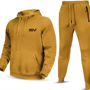 Conjunto deportivo de hombre en tejido de algodón suave tipo felpa, ideal para caminar, trotar, correr, uso en interiores y exteriores, con sudadera con capucha y pantalones. - Product Image 6
