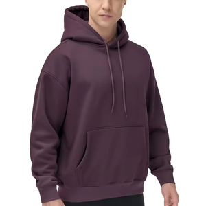 Men's 100% Cotton Oversized White Thermal Fleece <b>Hoodie</b> <b>Plain</b> Dyed with Kangaroo Pocket & Laced Neck Wear for Winter Season - Product Image 2