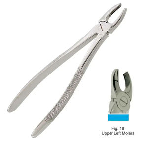 Pinzas de Extracción Dental Manuales Reutilizables de Acero Inoxidable, Instrumento Dental para Molares Superiores Izquierdos, Patrón Inglés, Shuja Surgico - Product Image 1