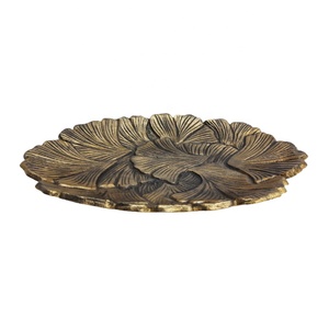 Vente chaude Ustensiles De Cuisine En Aluminium En Forme De Feuille De Luxe Plat Assiette En Laiton Or Couleur Pour Servir À La Main - Product Image 5