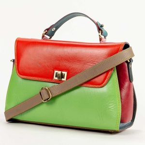 <b>Small</b> Recycled Leather Satchel Handbag Hot Selling Rainbow Color Purse Women's Stylish Unique Multi Uses Sustainable Sling Bags - Product Image 1