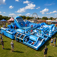 Parc d'attractions gonflable commercial, parcours d'obstacles géant, aire de jeux intérieure et extérieure, OEM ODM, conception 3D personnalisée gratuite