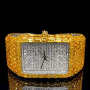 Montre de luxe en or blanc 20 mm, style hip-hop, avec diamants incolores de laboratoire de haute qualité, mouvement automatique ou mécanique, style affaires, sertie DEF - Product Image 6