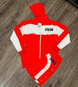 Women's Customized Hooded Solid Two Piece Windbreaker Tracksuit Set Full Sleeve Drawstring Shorts Breathable 100% Cotton Fleece - Product Image 3