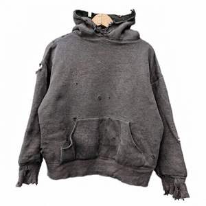 <b>Men's</b> Oversized Distressed Hoodie Vintage Washed Pullover Hooded <b>Sweatshirt</b> with Kangaroo Pocket Solid <b>Purple</b> - Product Image 5