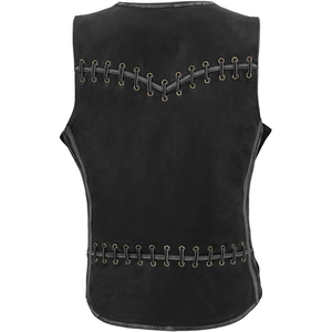Chaleco de Motociclista de Cuero Gris para Mujer Samroz Sports - Panel Lateral Elástico con Detalle de Cordones - Product Image 2