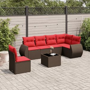 Juego de sofás de jardín de ratán sintético marrón de 7 piezas con cojines - Product Image 1