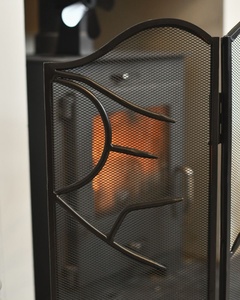 Écran de cheminée en métal Woodland Branch, pliable en trois panneaux, avec maille fine, protection contre les étincelles, décoratif, protection de sécurité pour foyer - Product Image 3